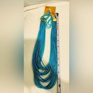 Turquoise cascade rope necklace earring set